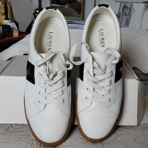 LAUREN RALPH LAUREN Women's White and Black Sneakers
